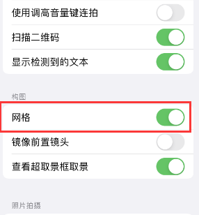 涪城苹果手机维修网点分享iPhone如何开启九宫格构图功能 