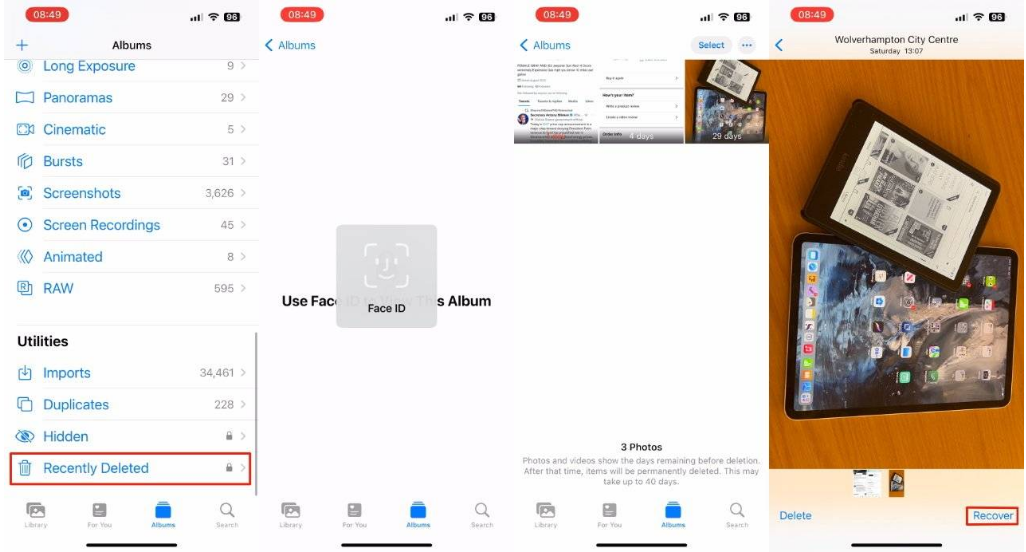 涪城苹果14维修分享 iPhone14 上恢复已删除的照片 